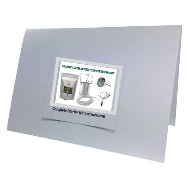 folded paper showing instructions for coffee enema grinds kit